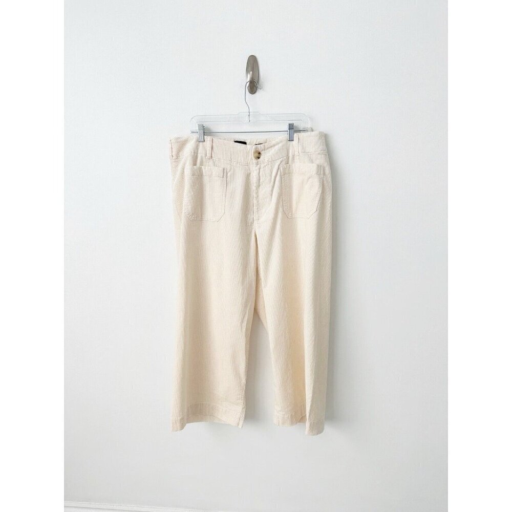 NWT Anthropologie Colette Cropped Wide-Leg Corduroy Pants 16W Ivory Cream - Picture 4 of 9